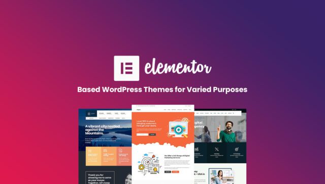 WordPress themes for diverse uses on a vibrant gradient background.