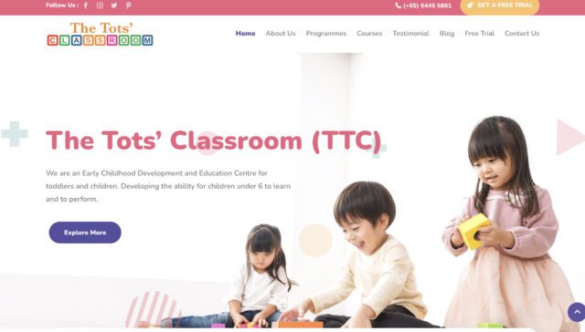 Children engaging with educational toys at The Tots' Classroom early learning center.