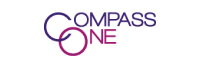 Logo of Compass One in purple and pink simple and modern lettering.