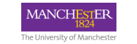 University of Manchester logo with bold purple and yellow capital letters.