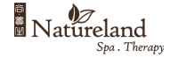 Naturaleand Spa Therapy logo with elegant leaf design in brown and white colors.