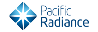Blue geometric logo for a Singaporean web design business named Pacific Radiance.