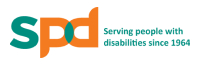 Logo of SPD featuring the tagline serving people with disabilities since 1964