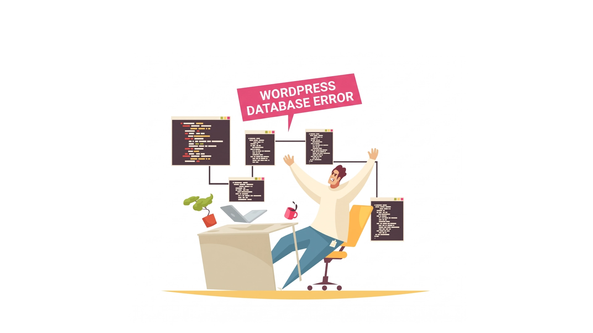 WordPress database error troubleshooting illustration